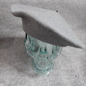 Basque Beret Womens Hat Gray Wool Solid Normandy